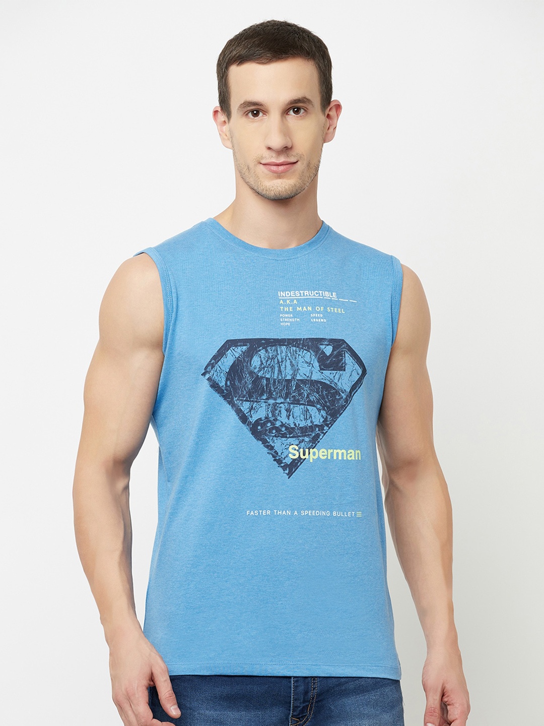 Octave Men Blue Superman Printed T-shirt