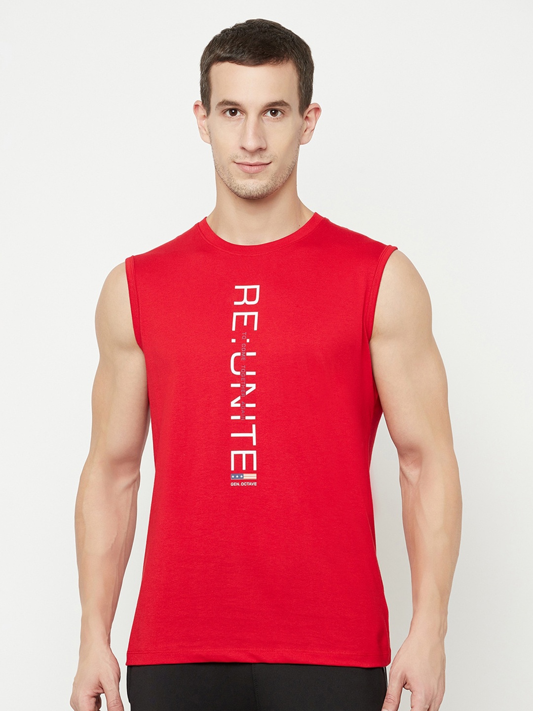 

Octave Men Red Typography Printed T-shirt