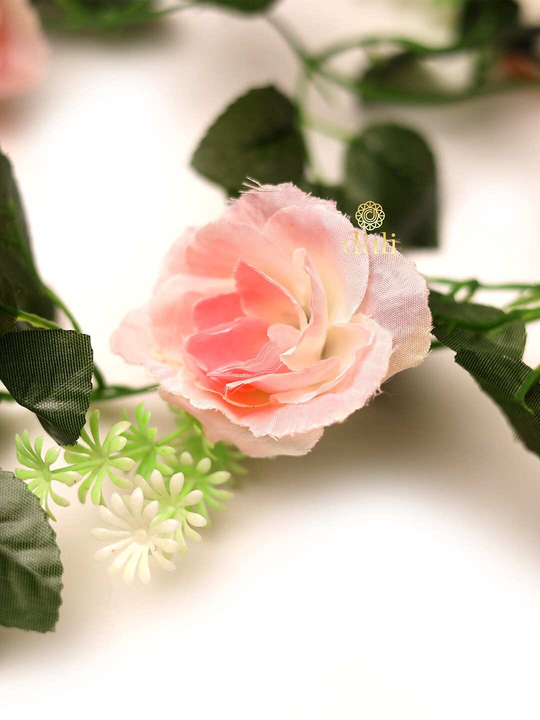 DULI Pink & White Rose Artificial Flowers & Creeper Plants
