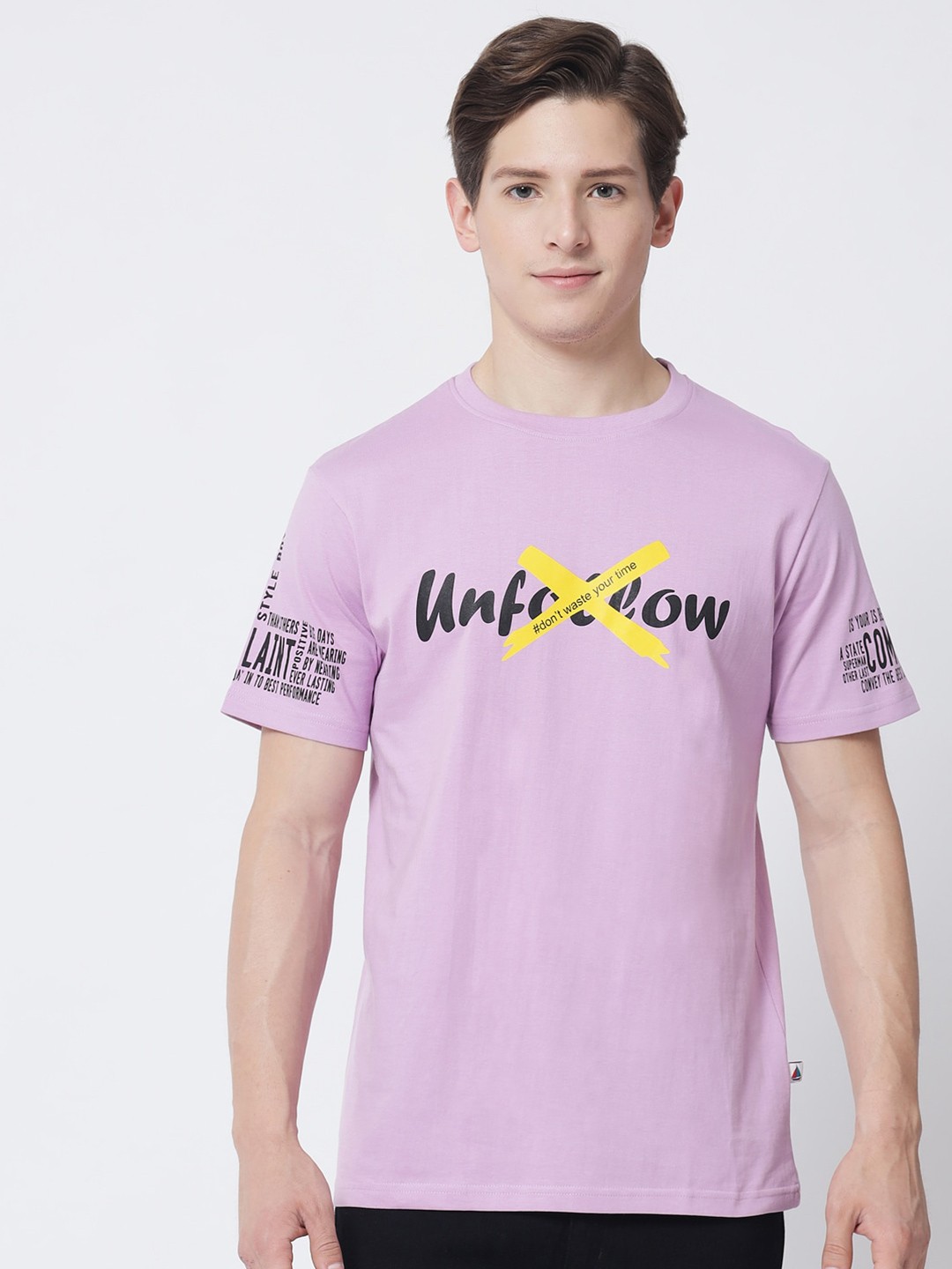 

The Dry State Men Lavender Printed Cotton T-shirt