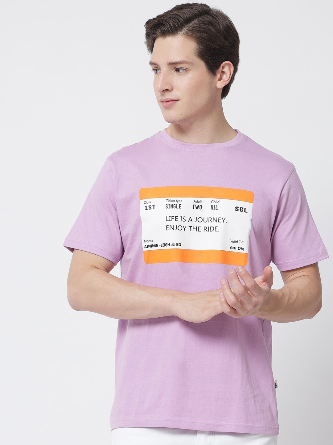 

The Dry State Men Lavender Printed T-shirt