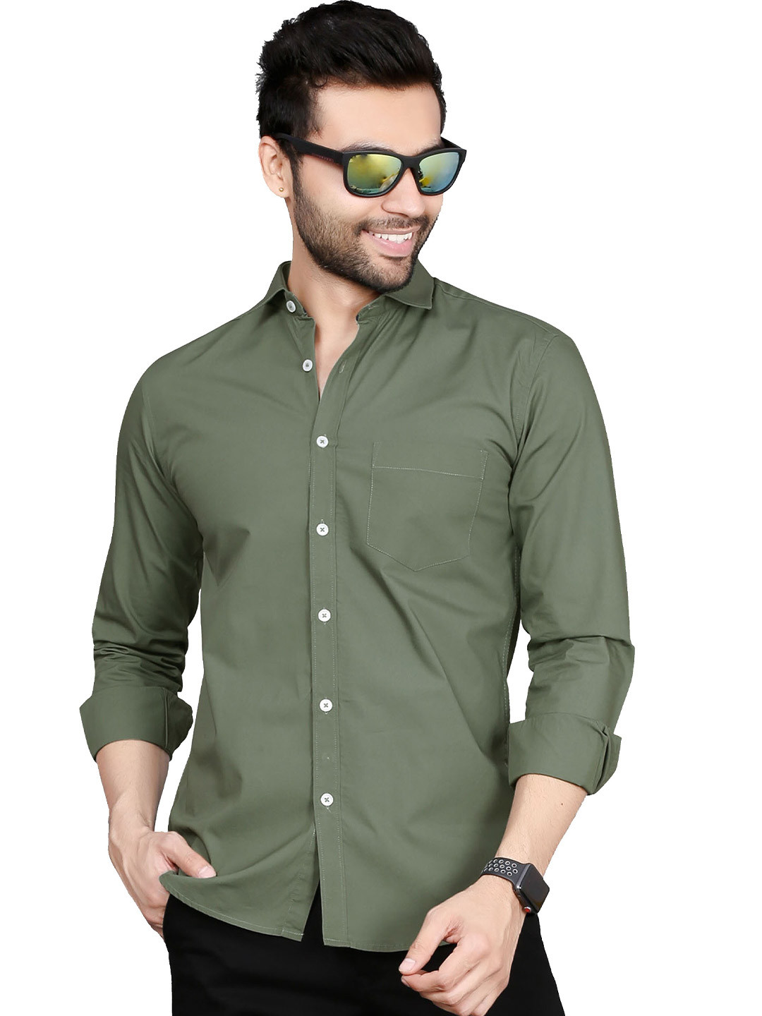 

5TH ANFOLD Men Green Slim Fit Casual Shirt