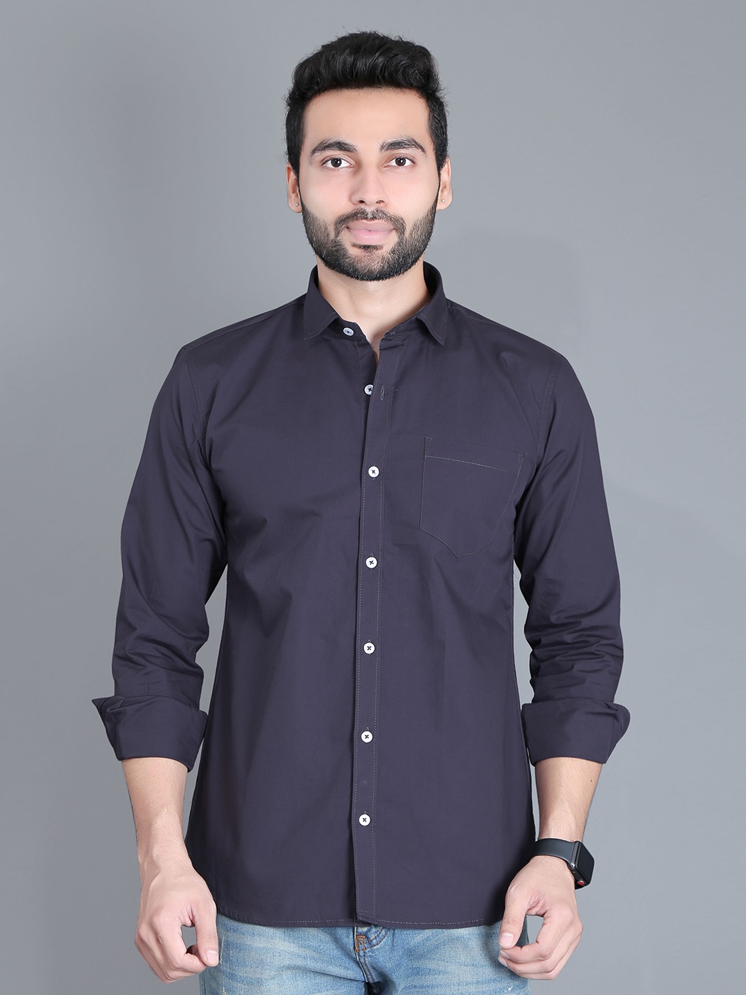 

5TH ANFOLD Men Grey Slim Fit Casual Shirt