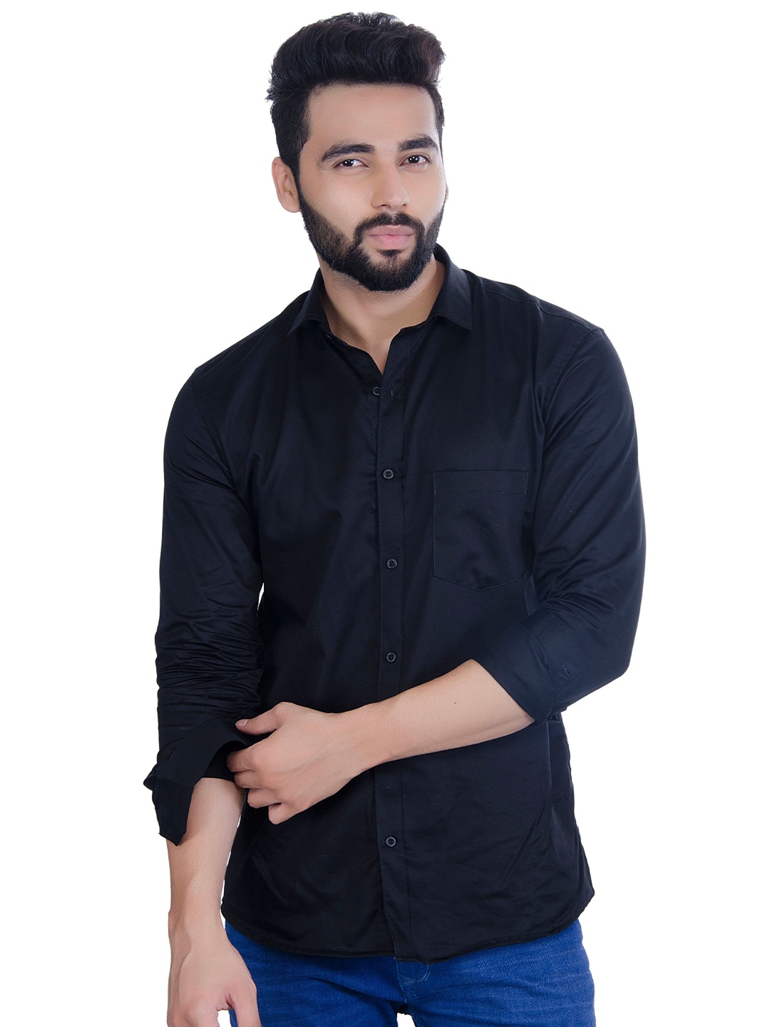 

5TH ANFOLD Men Black Slim Fit Casual Shirt