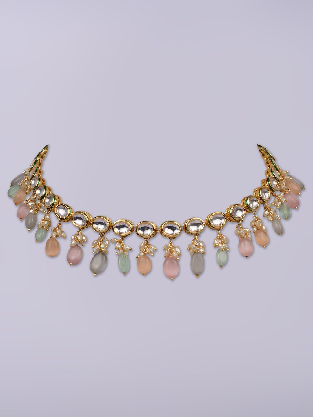 

D'oro Gold-Toned & Multicoloured Gold-Plated Choker Necklace
