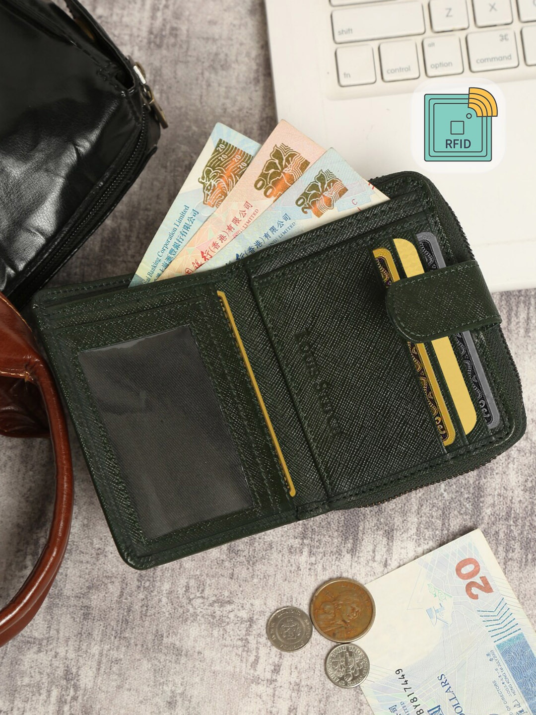 

Louis Stitch Saffiano Leather Green Two Fold Wallet for Men