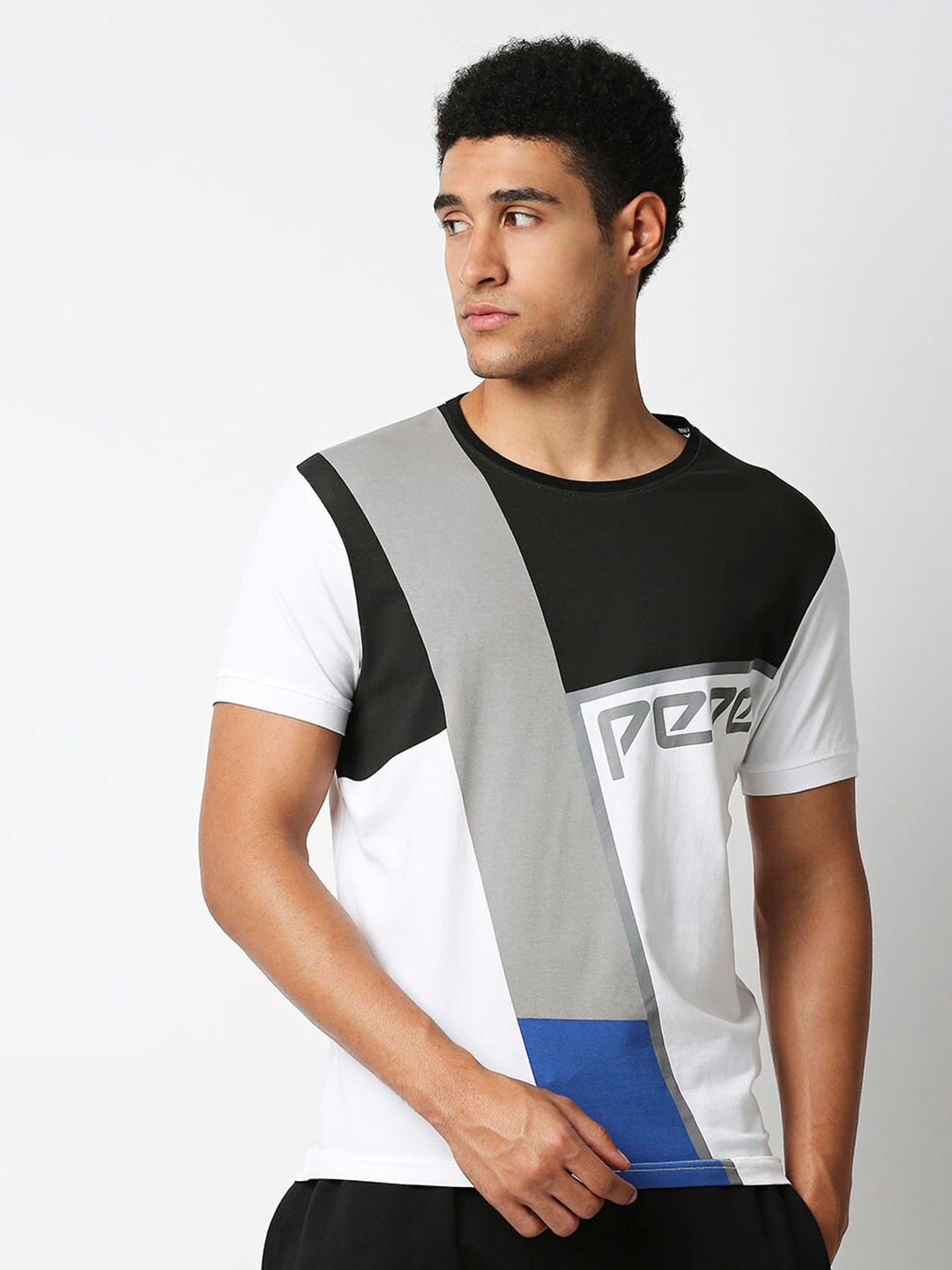 

Pepe Jeans Men Navy Blue & White Colourblocked Slim Fit T-shirt