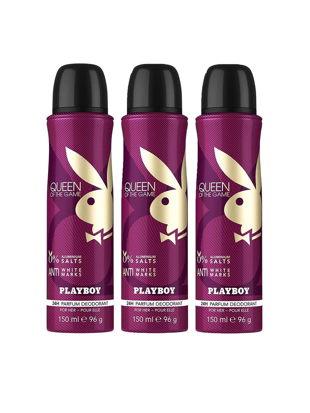 

Playboy Women Set of 3 Queen Deodorant Spray 150 ml each, Purple