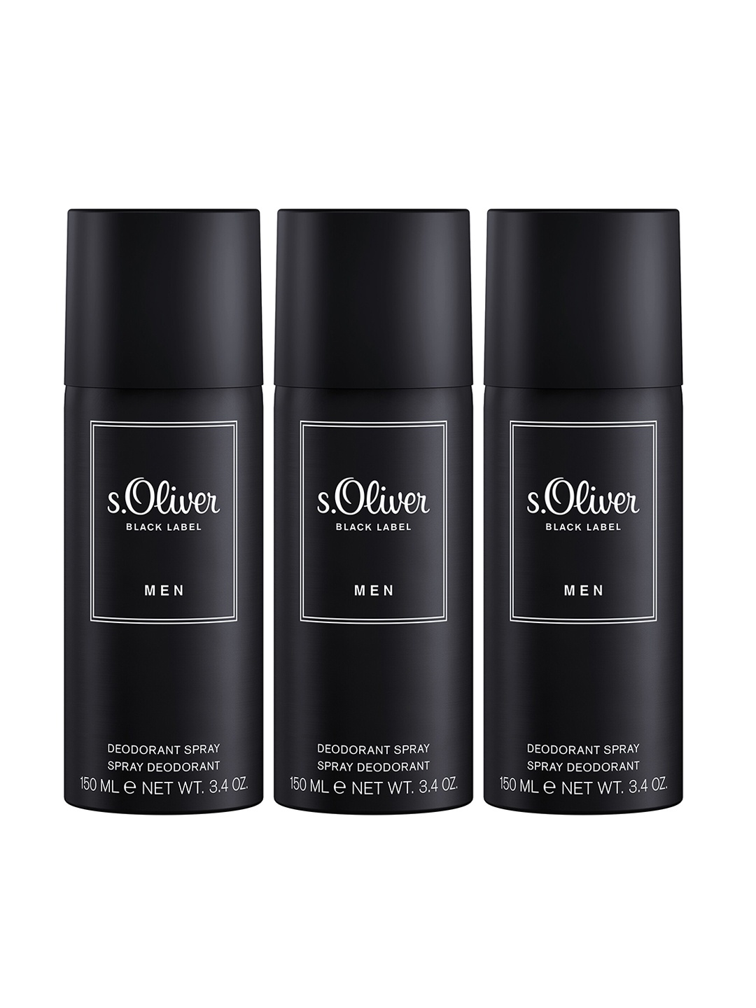 

s.Oliver Men Set of 3 Black Label Deodorant Aerosol Spray 150 ml each