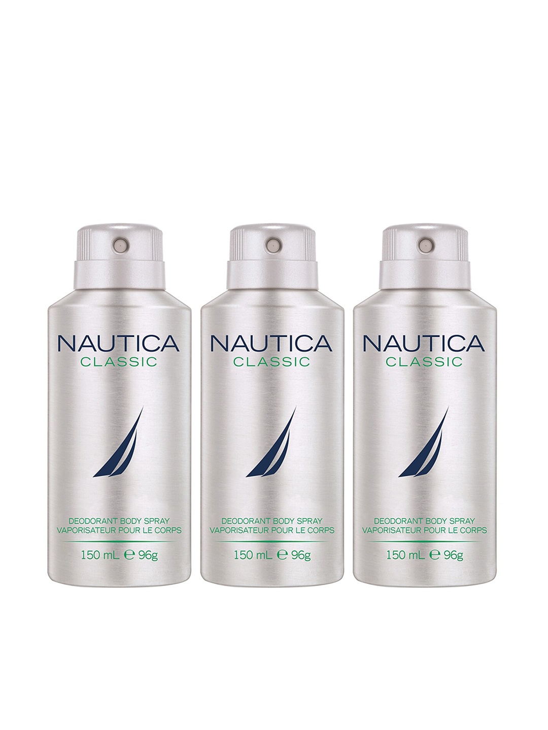 

Nautica Men Set of 3 Classic Deodorant Spray 150 ml each, White