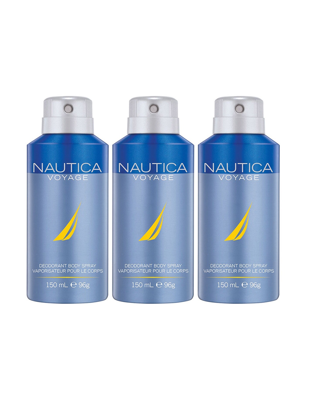 

Nautica Men Set of 3 Voyage Deodorant Sprays - 150ml each, Blue