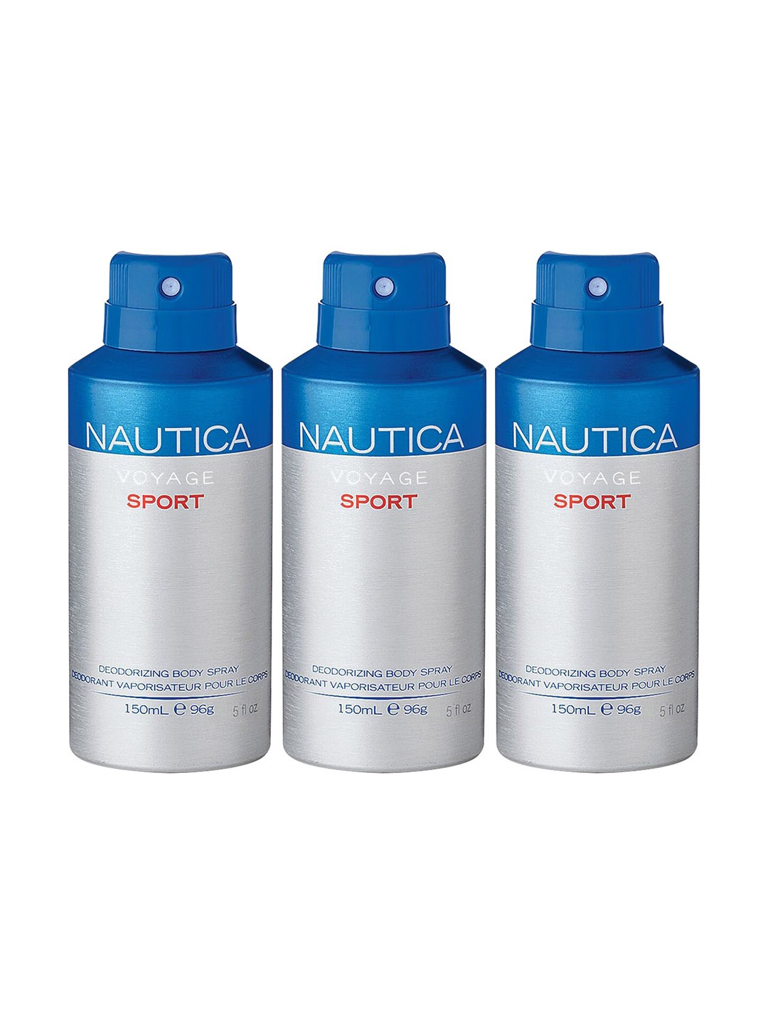 

Nautica Men Set of 3 Voyage Sport Deodorant Sprays - 150ml each, Silver