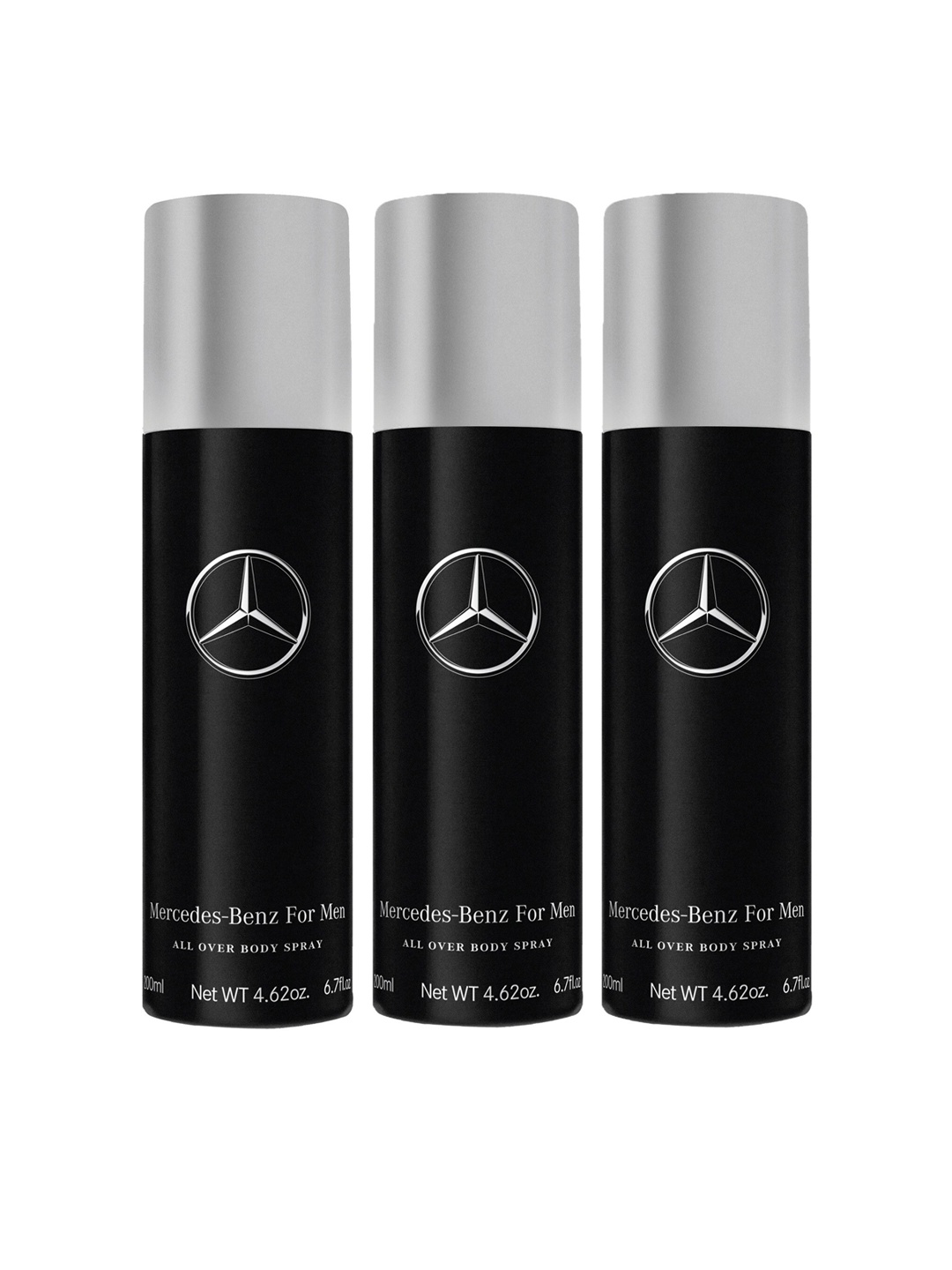 Mercedes Benz Men Set of 3 Deodorant All Over Body Spray - 200 ml Each, Black