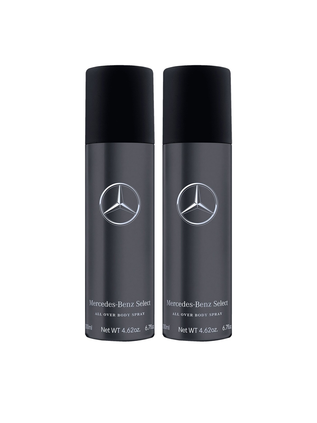 

Mercedes Benz Men Set of 2 Select Deodorant All Over Body Spray - 200 ml Each, Grey