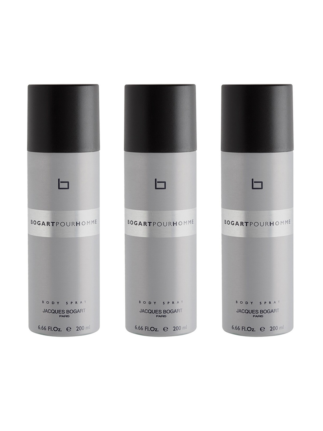 

JACQUES BOGART Men Set of 3 Pour Homme Deodorant Body Spray - 200 ml Each, Grey