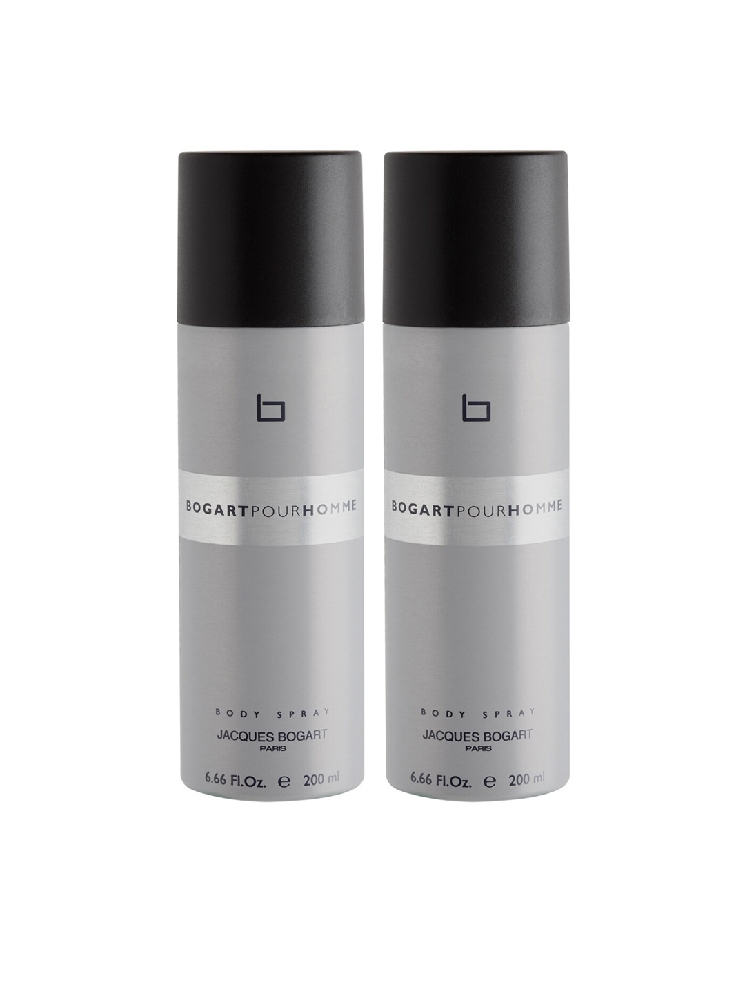

JACQUES BOGART Men Set of 2 Pour Homme Deodorant Body Spray - 200 ml Each, Grey