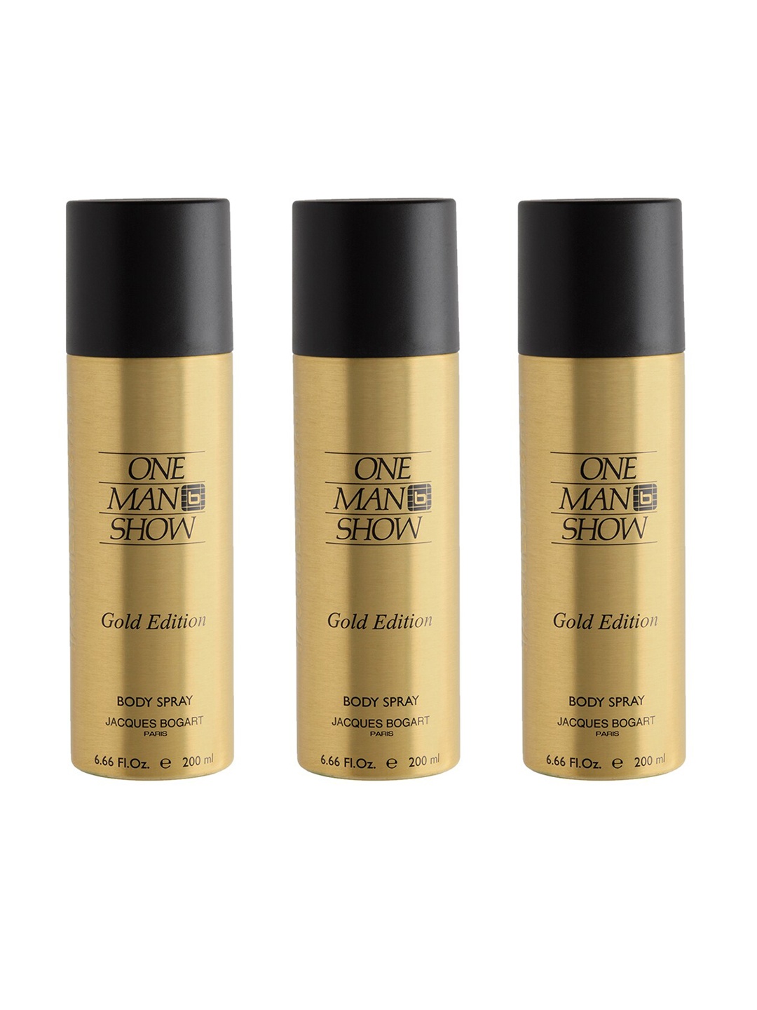 

JACQUES BOGART Men Set of 3 One Man Show Gold Deodorant Body Spray - 200 ml Each