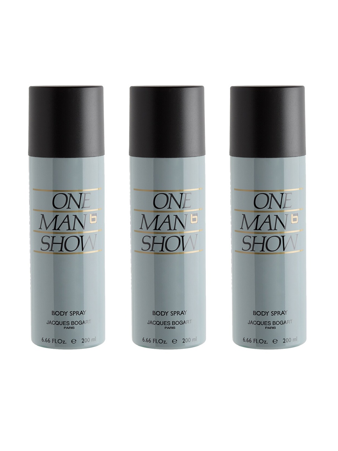 

JACQUES BOGART Men Set of 3 One Man Show Deodorant Body Spray - 200 ml Each, Blue