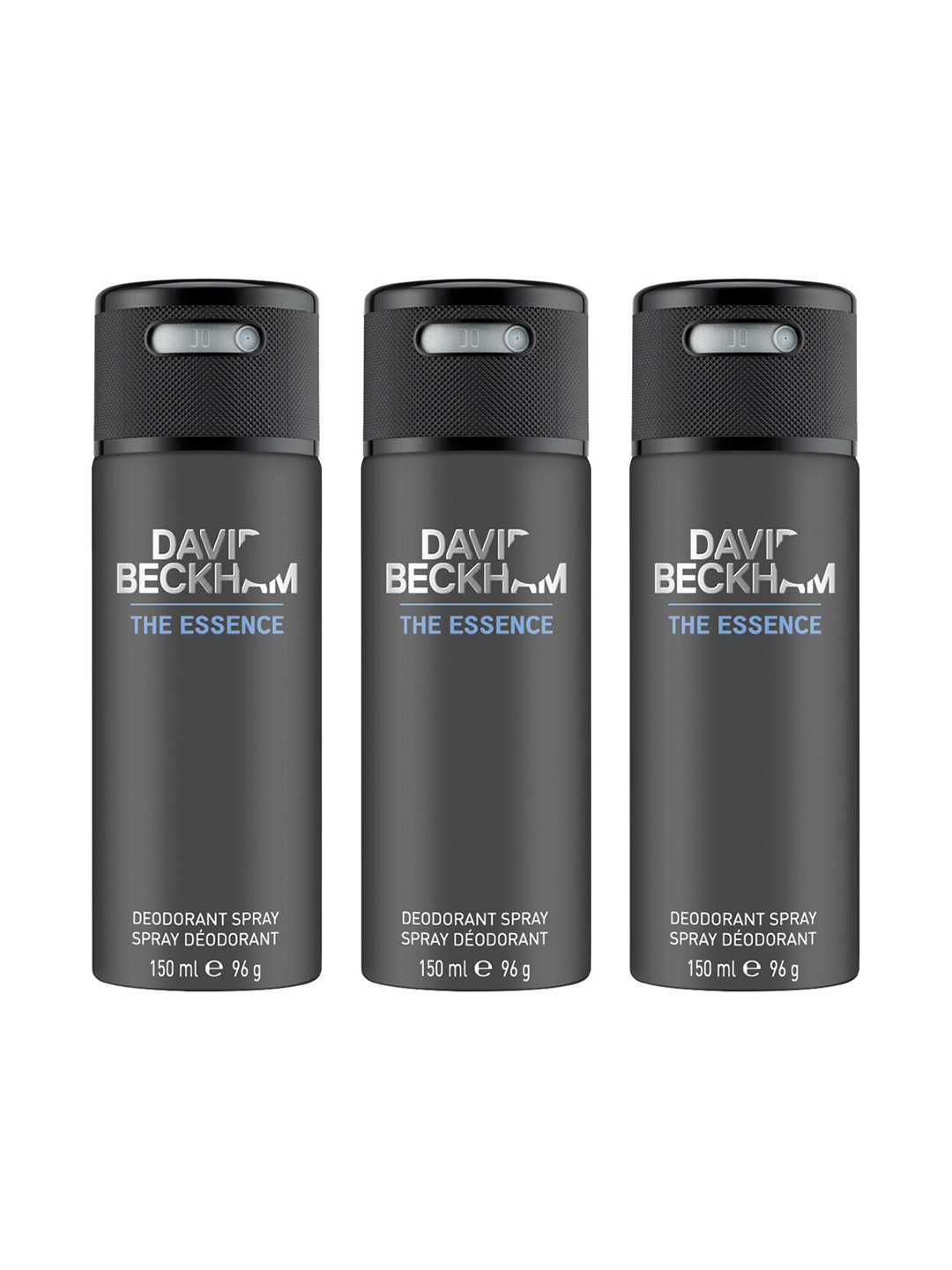 

DAVID BECKHAM Men Set of 3 The Essence Deodorant Body Spray - 150 ml Each, Black