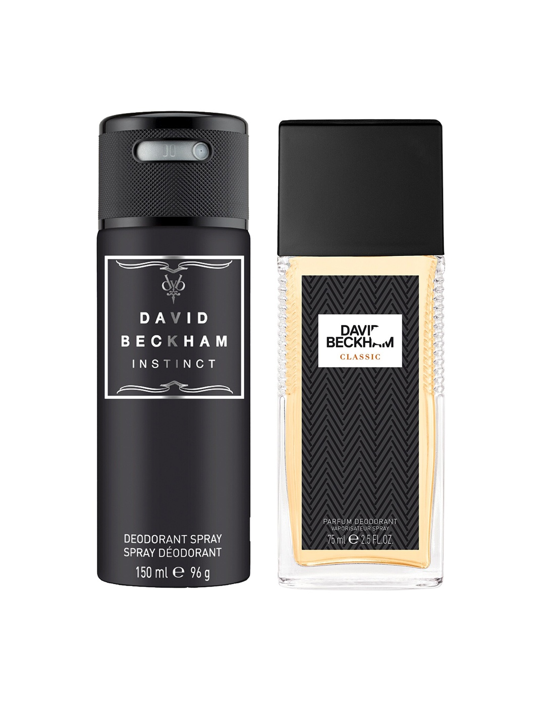 

DAVID BECKHAM Men Combo of Instinct Deodorant 150 ml & Classic Deodorant Parfum 75 ml, Black