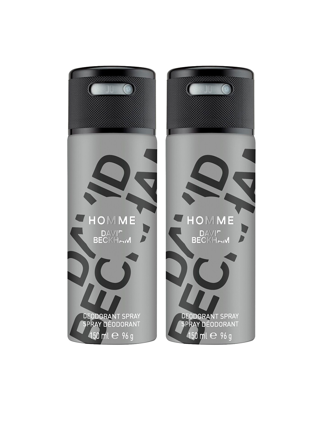 

DAVID BECKHAM Men Set of 2 Homme Deodorant Body Spray - 150 ml Each, Grey