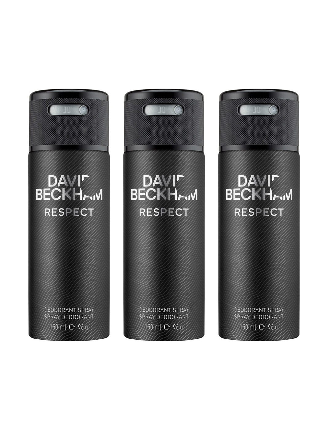 

DAVID BECKHAM Men Set of 3 Respect Deodorant Body Spray - 150 ml Each, Black