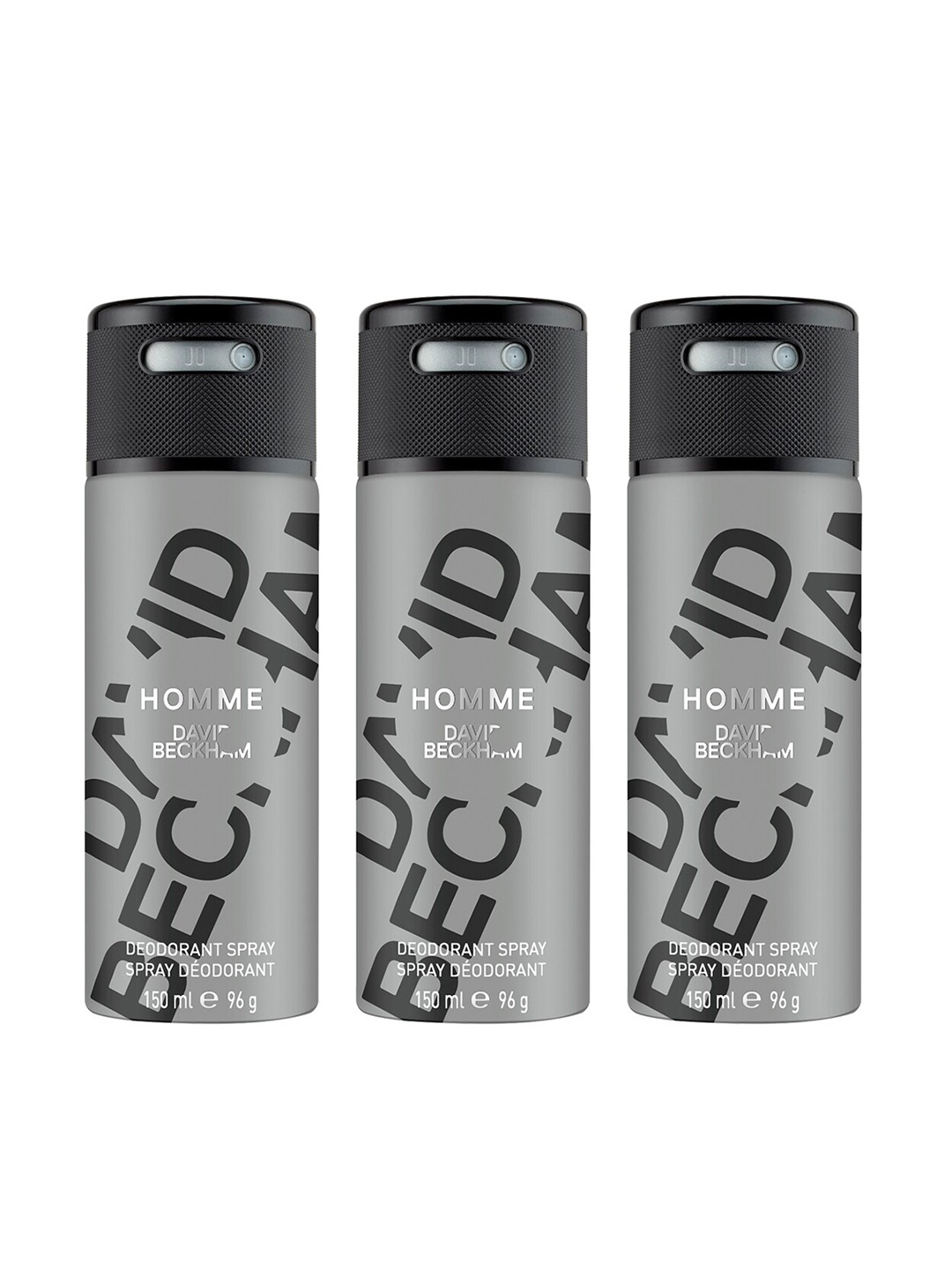 

DAVID BECKHAM Men Set of 3 Homme Deodorant Body Spray - 150 ml Each, Grey