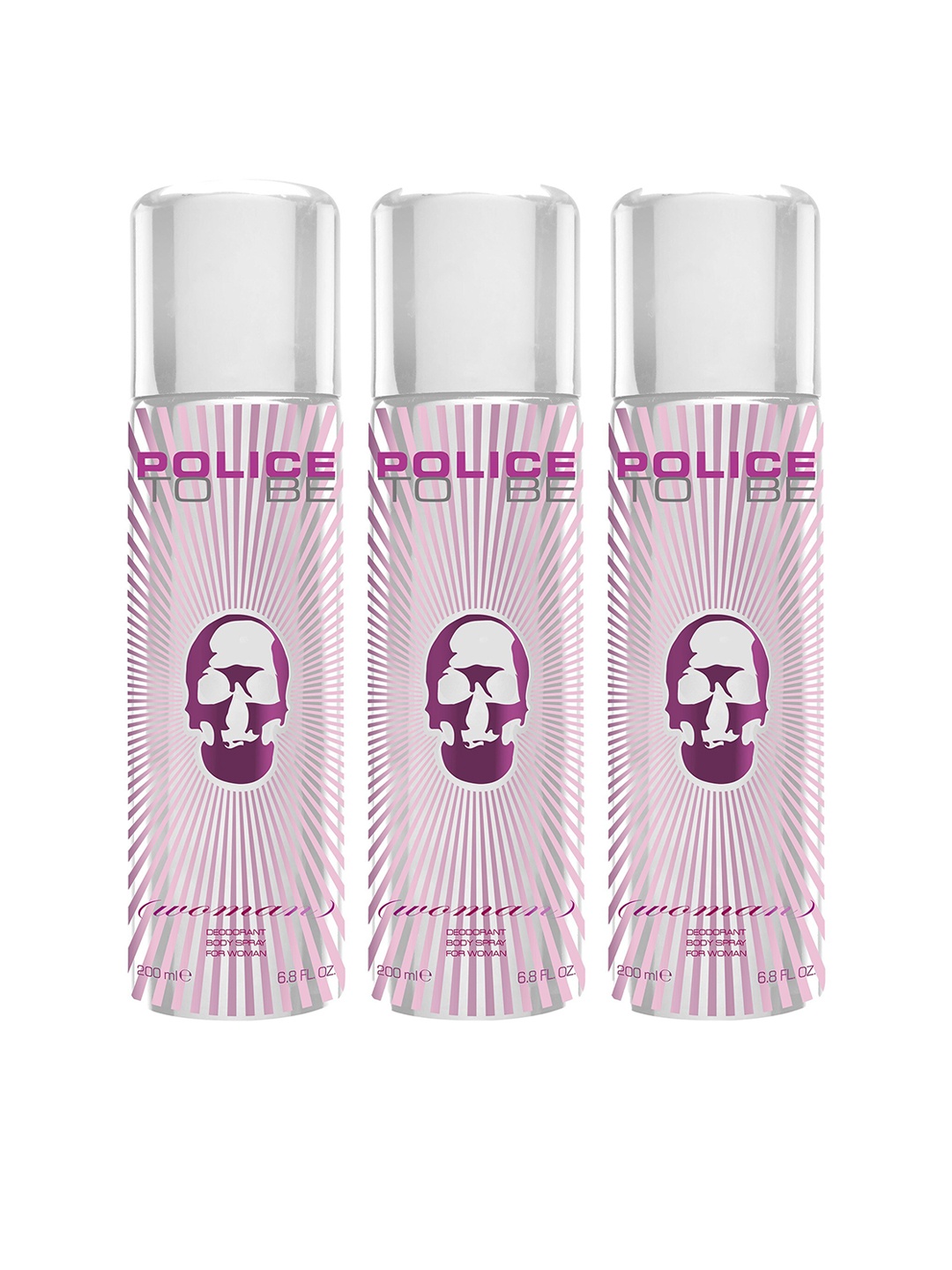 

Police Women Set of 3 To Be Woman Deodorant Spray - 200 ml Each, Pink