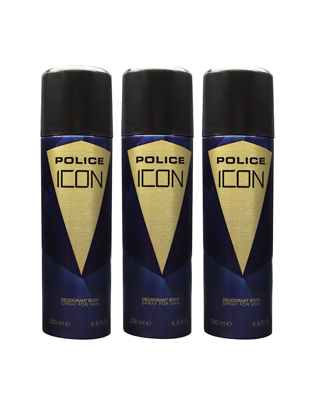 

Police Men Set of 3 Icon Deodorant Body Spray - 200 ml Each, Navy blue