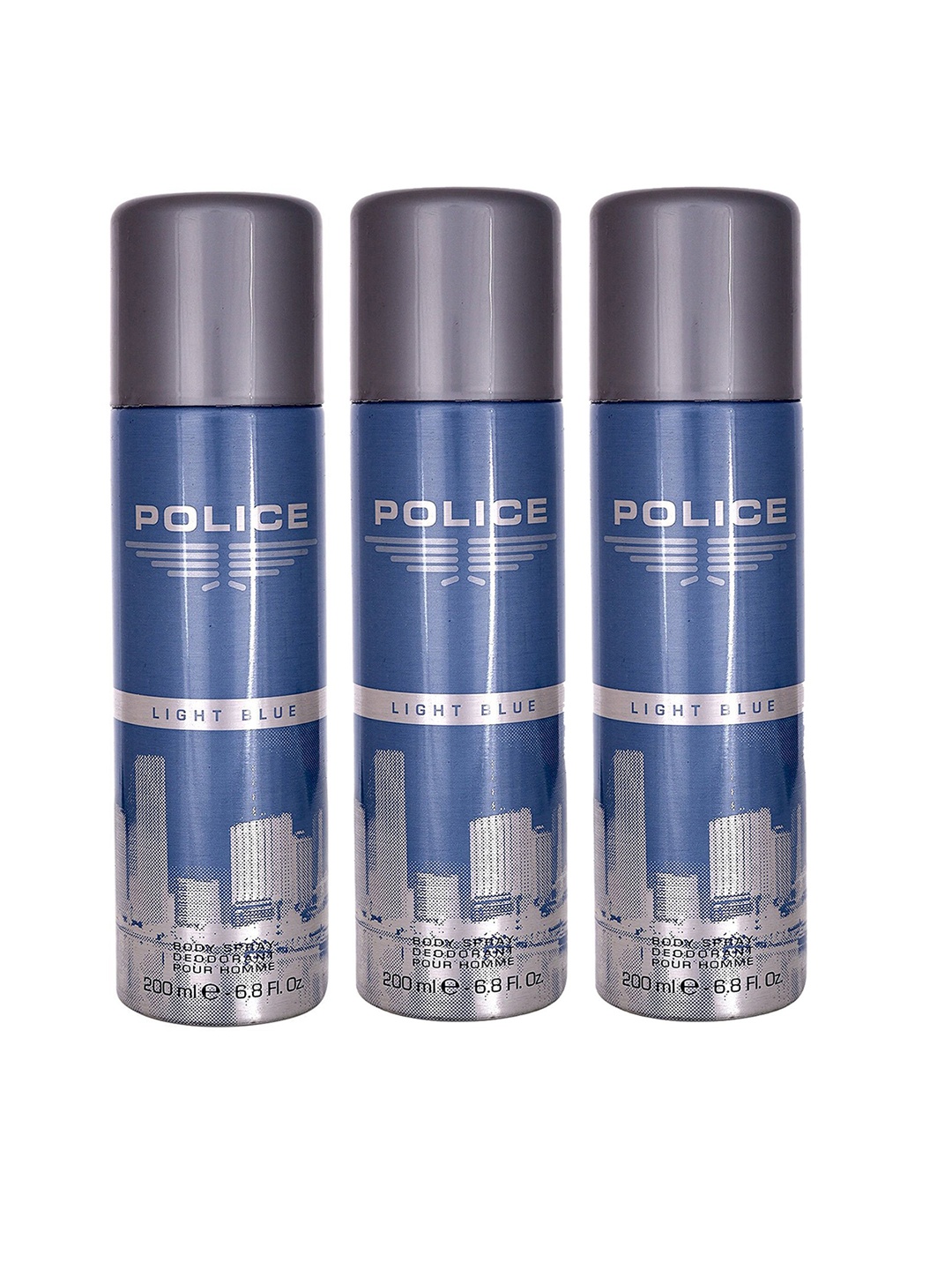 

Police Men Set of 3 Light Blue Deodorant Body Spray - 200 ml Each