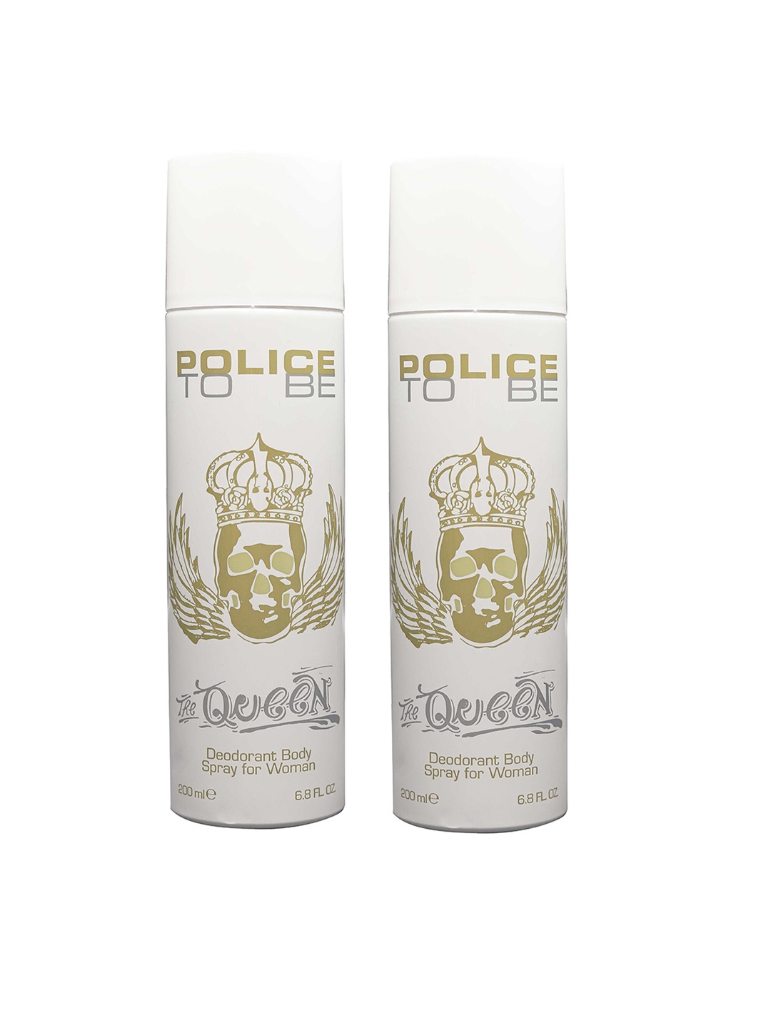 

Police Women Set of 2 To Be The Queen Deodorant Body Spray - 200 ml Each, Off white
