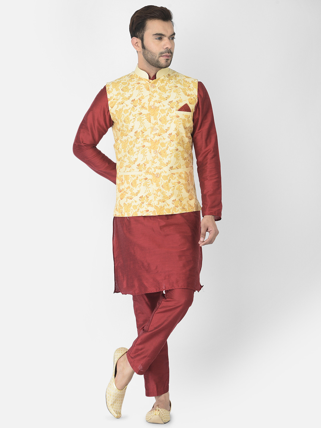 

DEYANN Men Cream-Coloured Kurta with Pyjamas