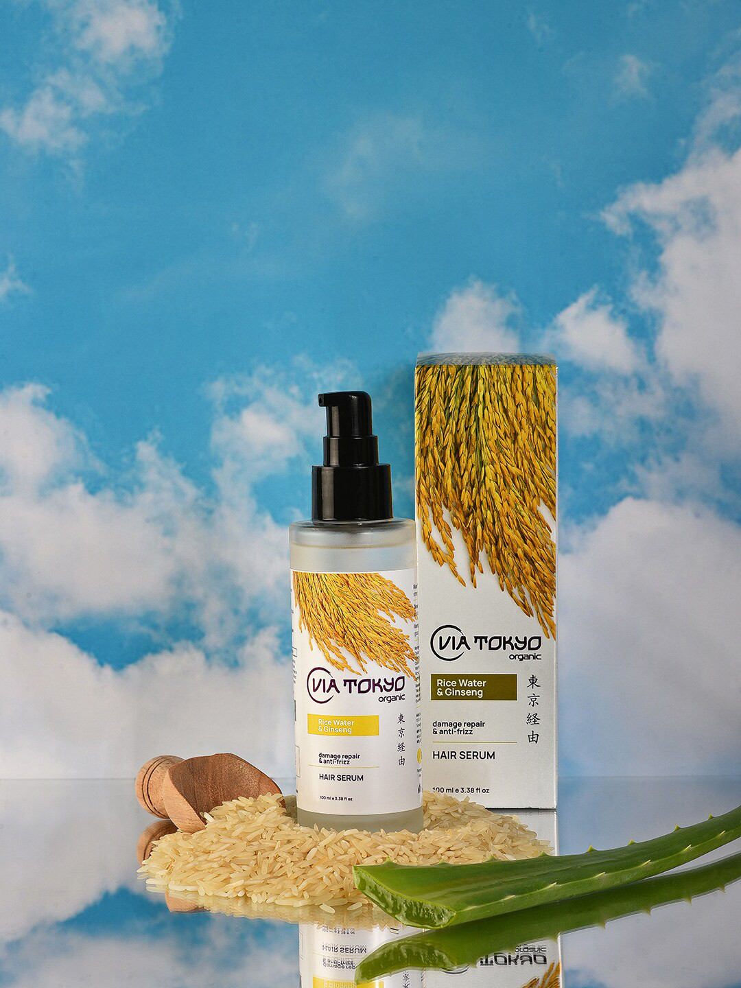 

VIA TOKYO ORGANIC Rice Water & Ginseng Damage Repair Anti-Frizz Hair Serum - 100 ml, White