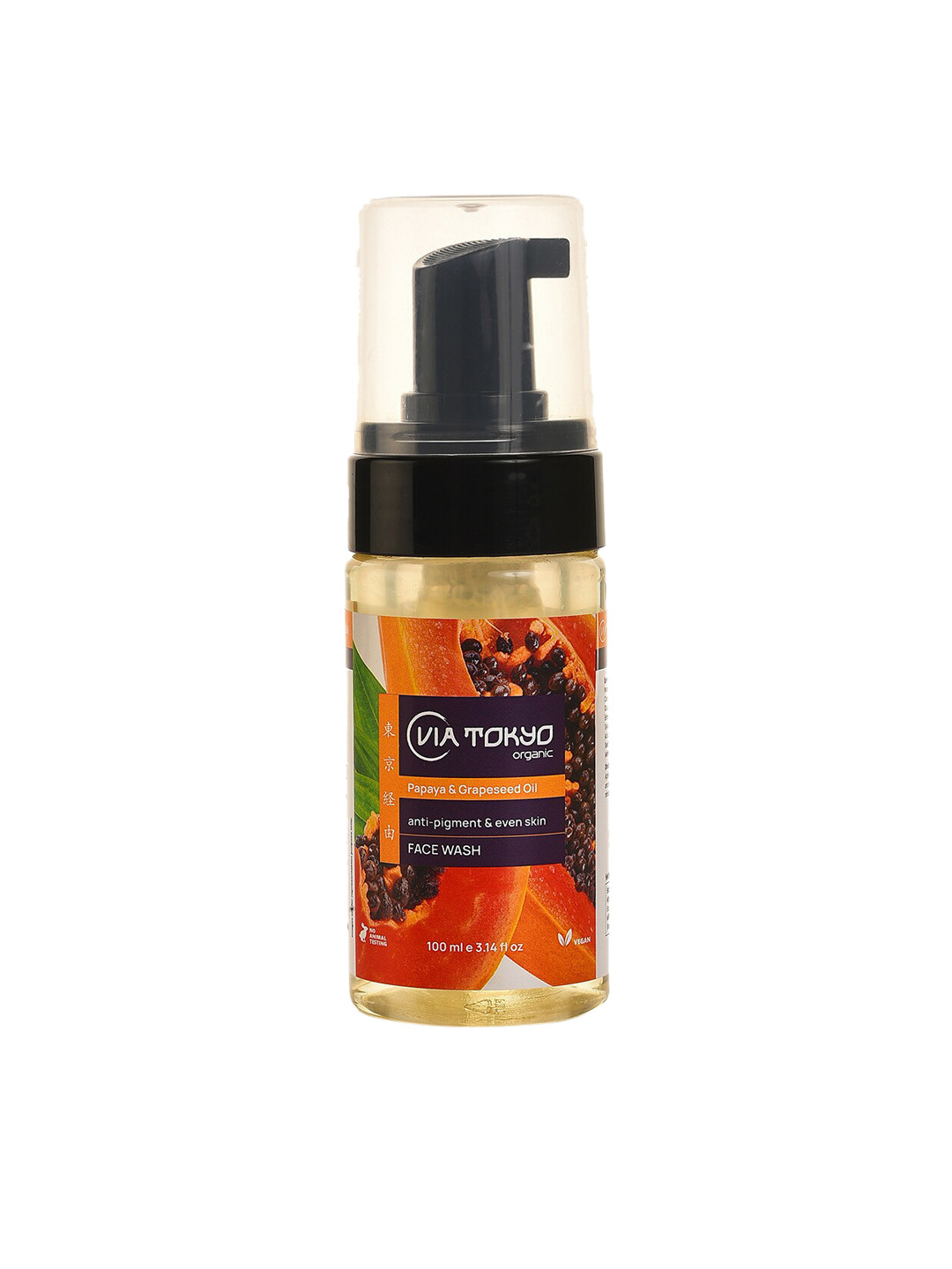 

VIA TOKYO ORGANIC Papaya & Grapeseed Oil Foaming Face Wash 100 ml, Orange