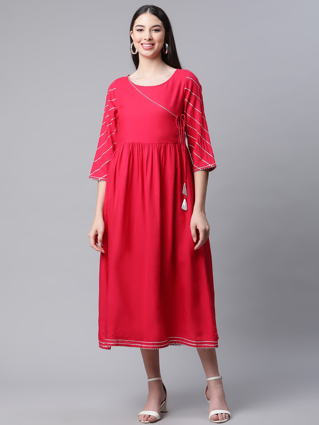 

DESI BEATS Red Ethnic Midi Dress