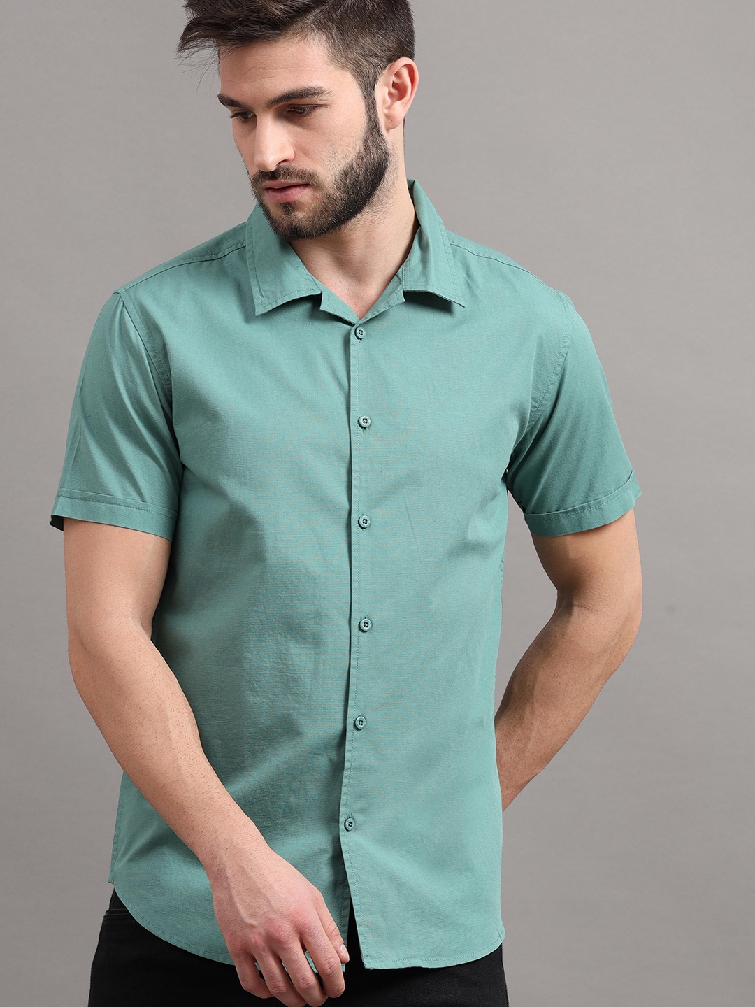 

HERE&NOW Men Green Slim Fit Casual Shirt