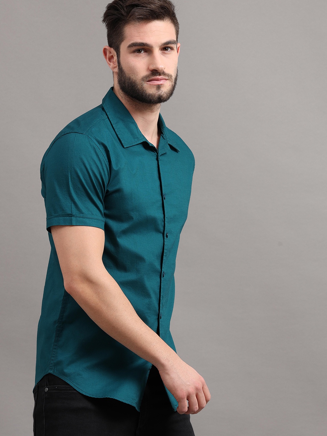 

HERE&NOW Men Teal Slim Fit Casual Shirt