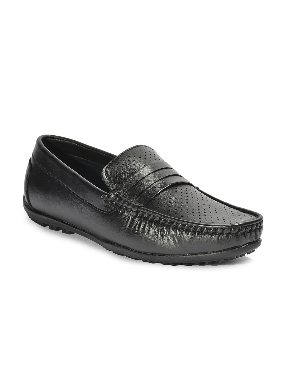 

Liberty Men's Black Woven Design Leather Loafers