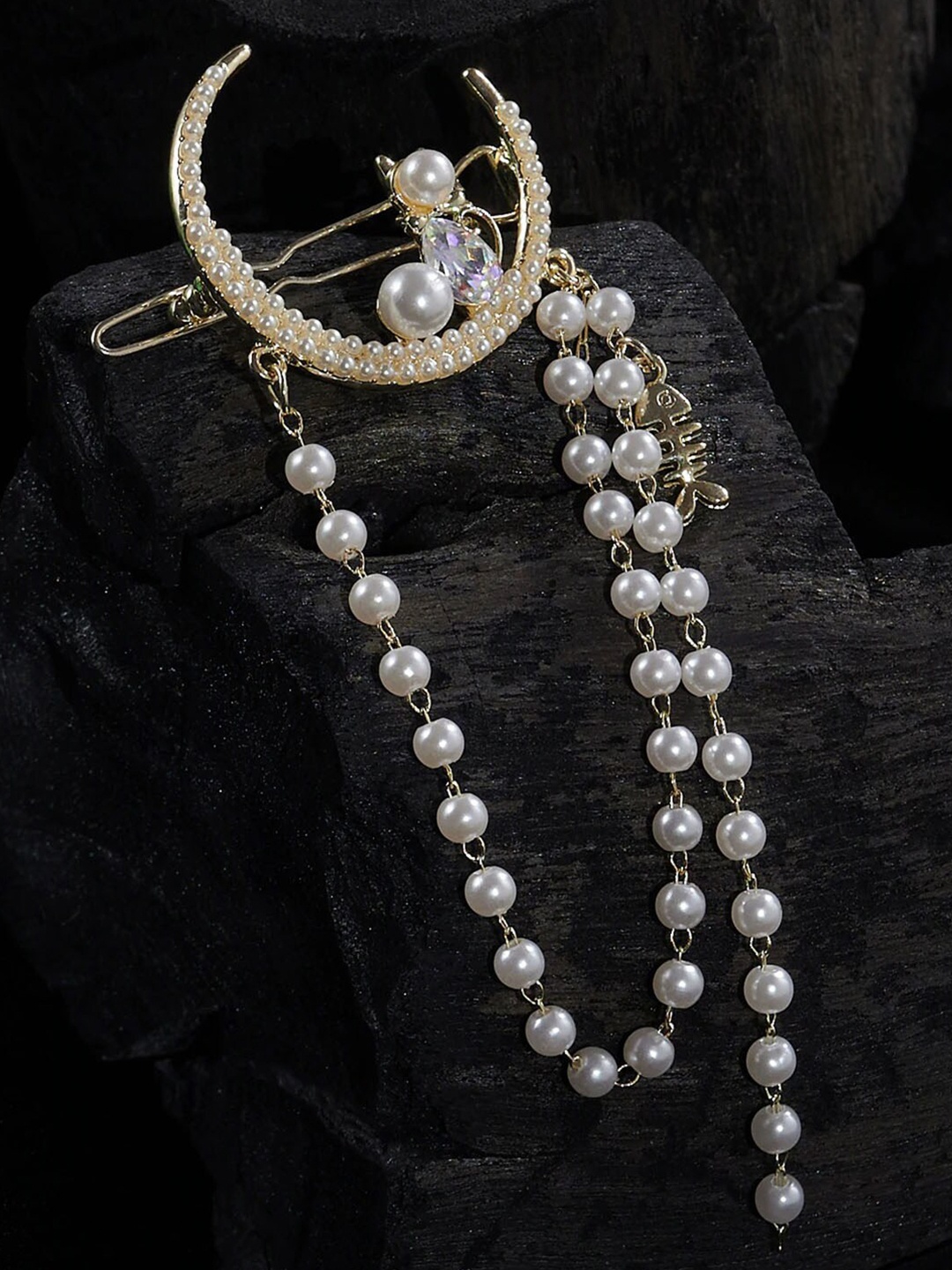 

PANASH Women Gold-Toned Embellished Bumpit Hair Pin