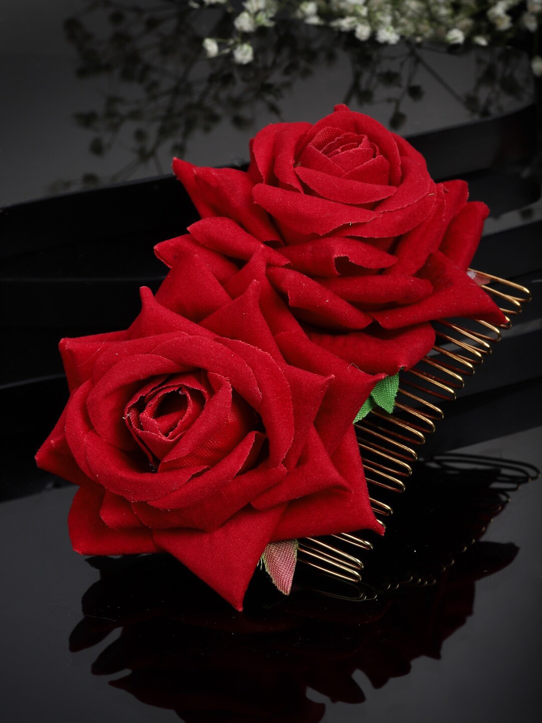 

PANASH Women Red Rose Shape Comb Pin