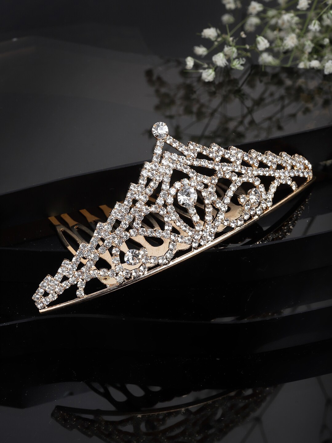 

PANASH Women Gold-Toned & White Embellished Comb Pin