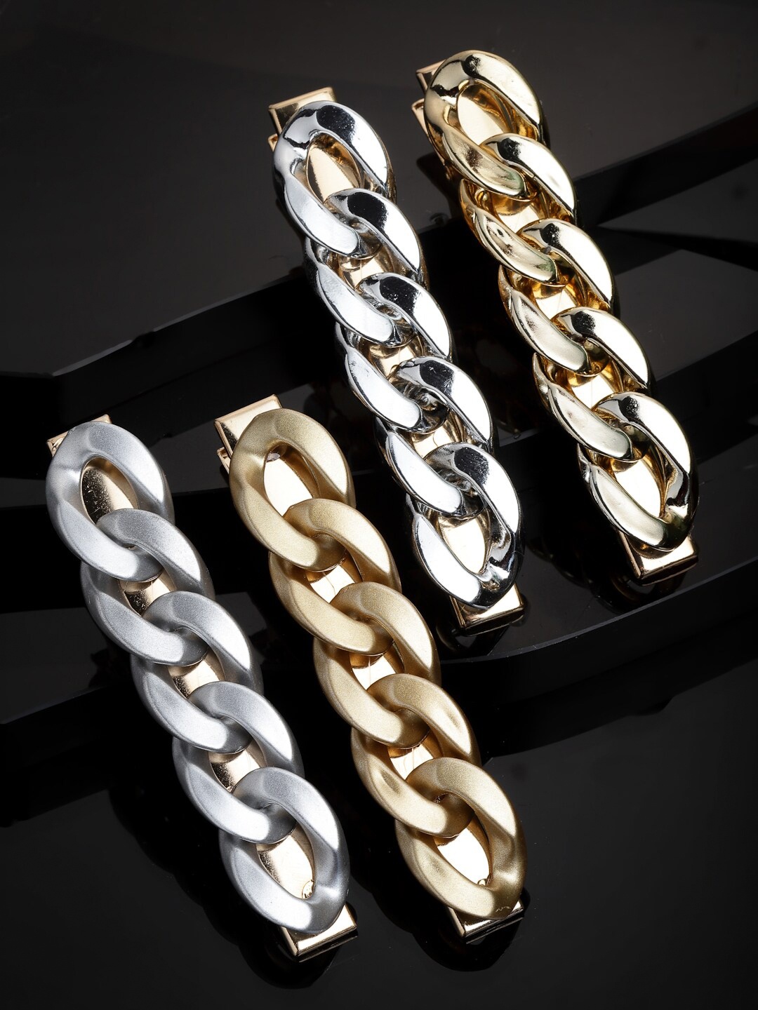

VOGUE PANASH Women Gold-Toned & Silver-Toned Set of 4 Alligator Hair Clip