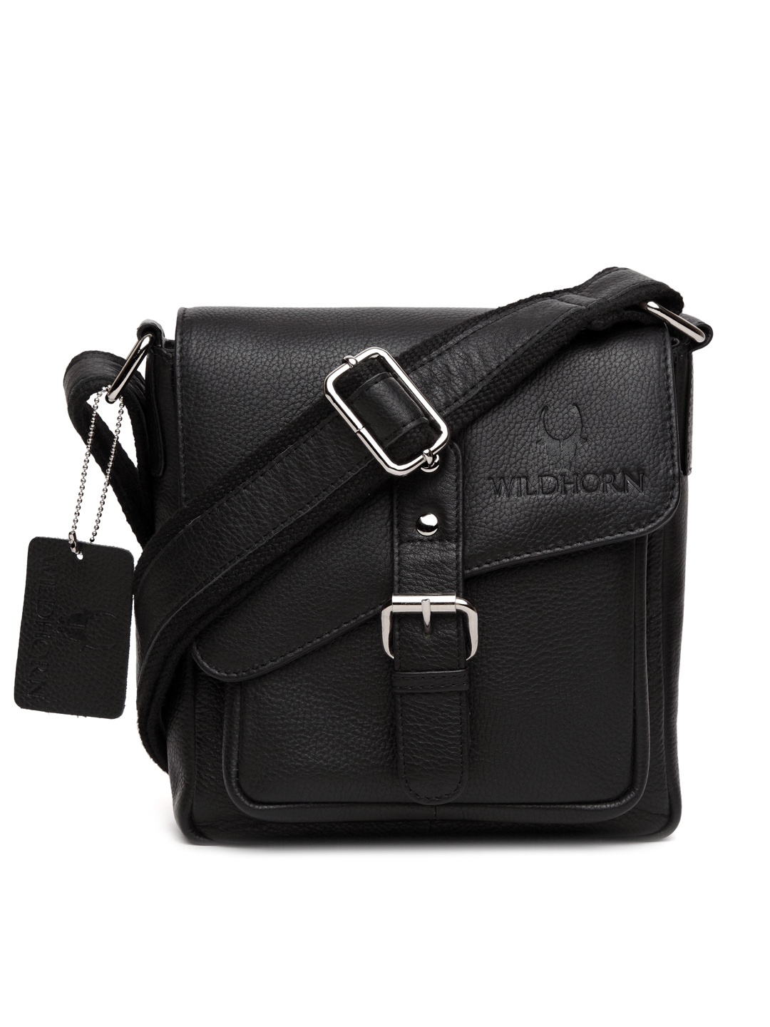 

WildHorn Men Black Genuine Leather Messenger Bag