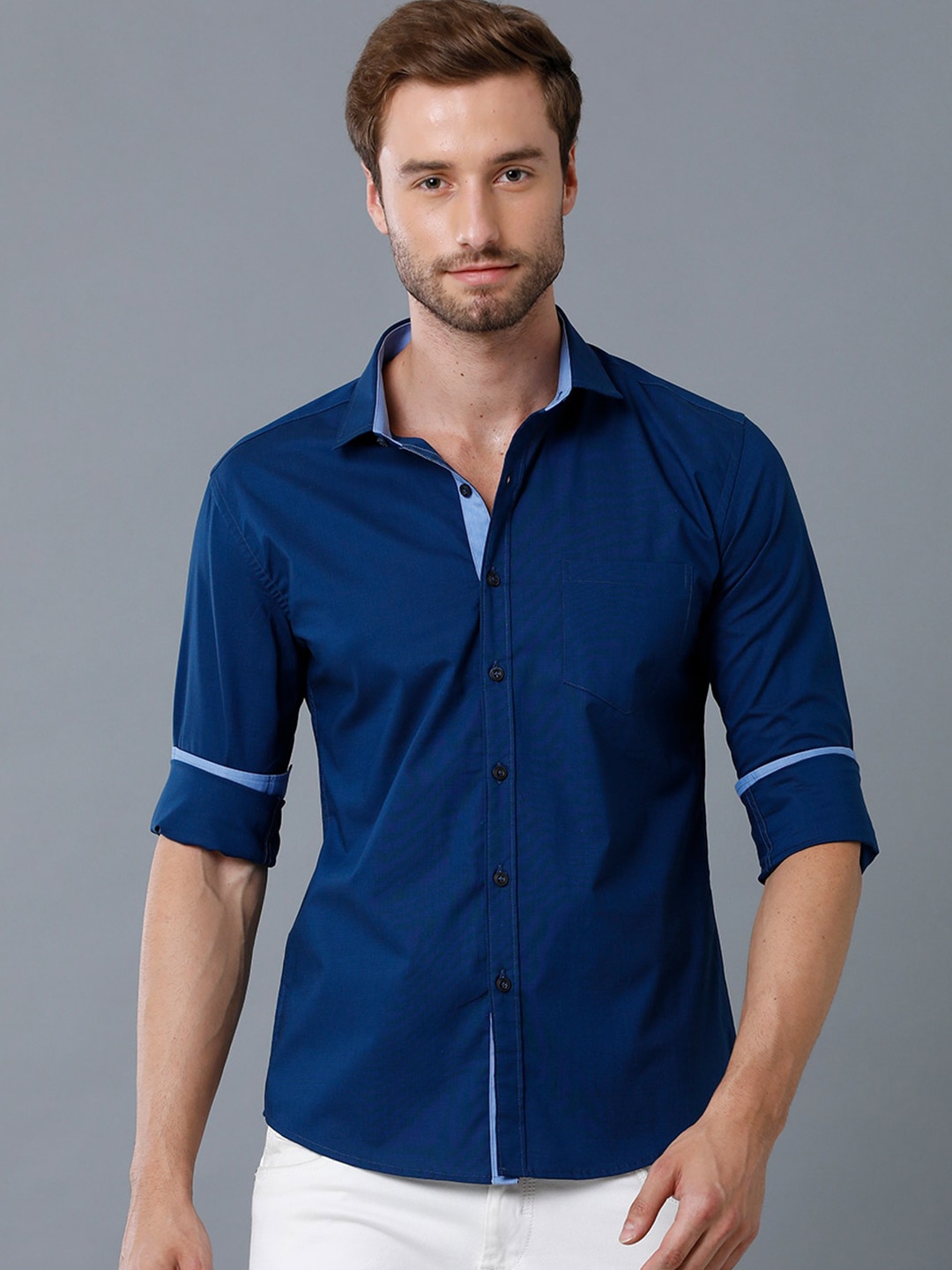 

YOVISH Men Blue Smart Slim Fit Casual Shirt