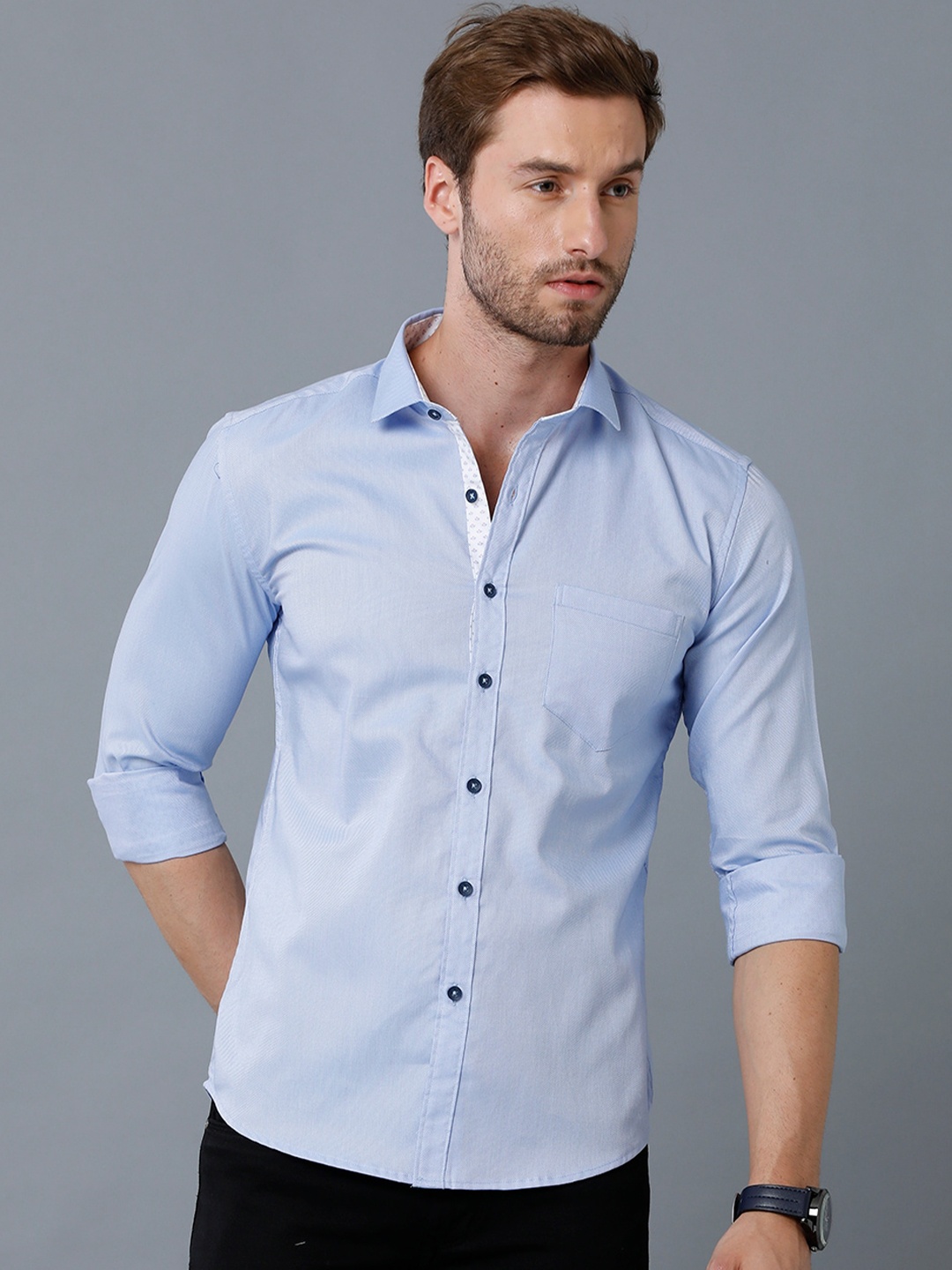 

YOVISH Men Blue Smart Slim Fit Casual Shirt