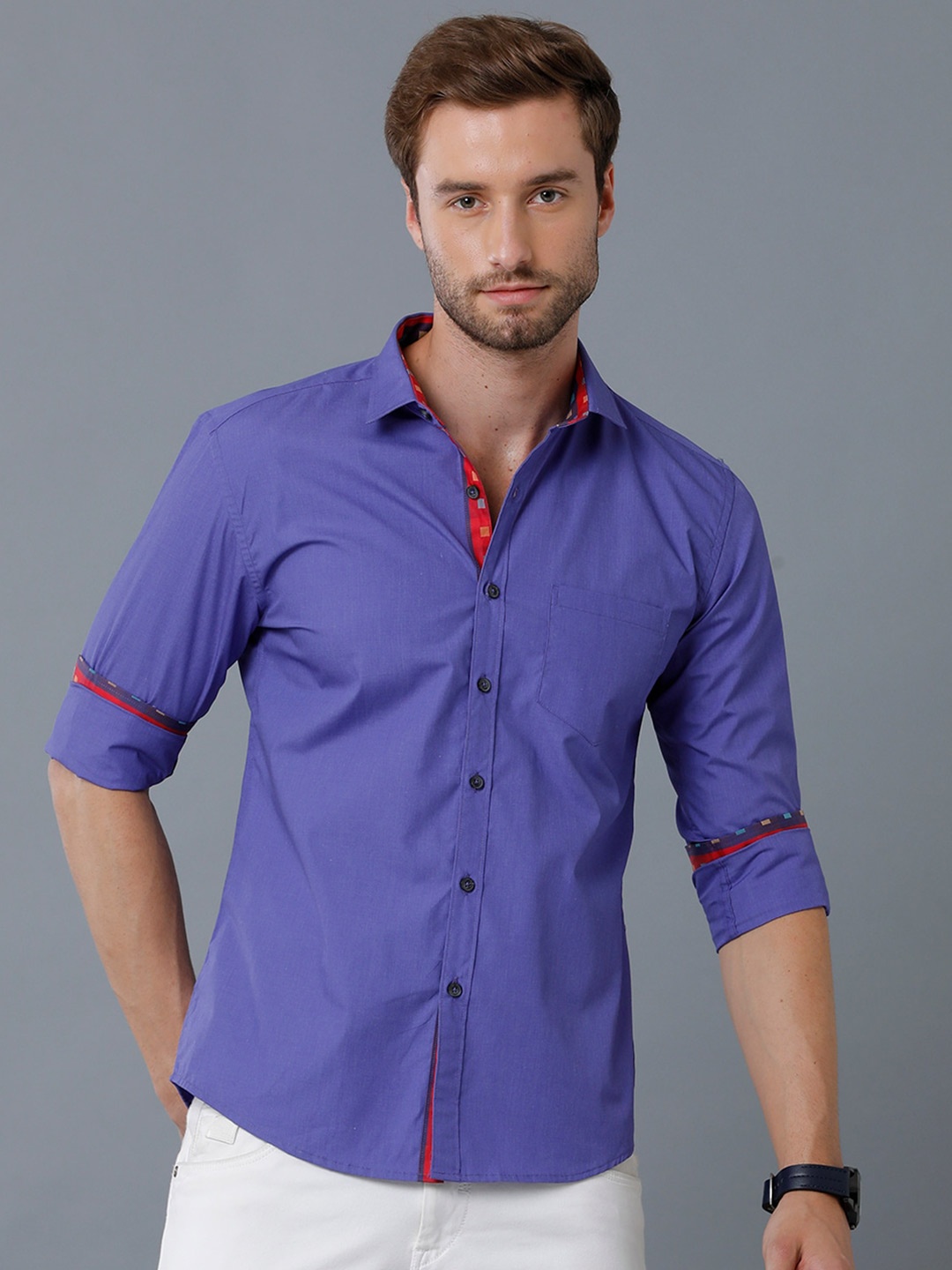 

YOVISH Men Violet Smart Slim Fit Casual Shirt
