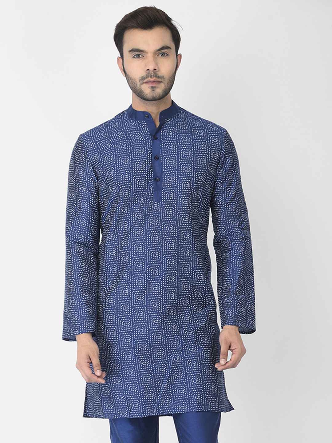 

DEYANN Men Blue Printed Kurta with Pyjamas