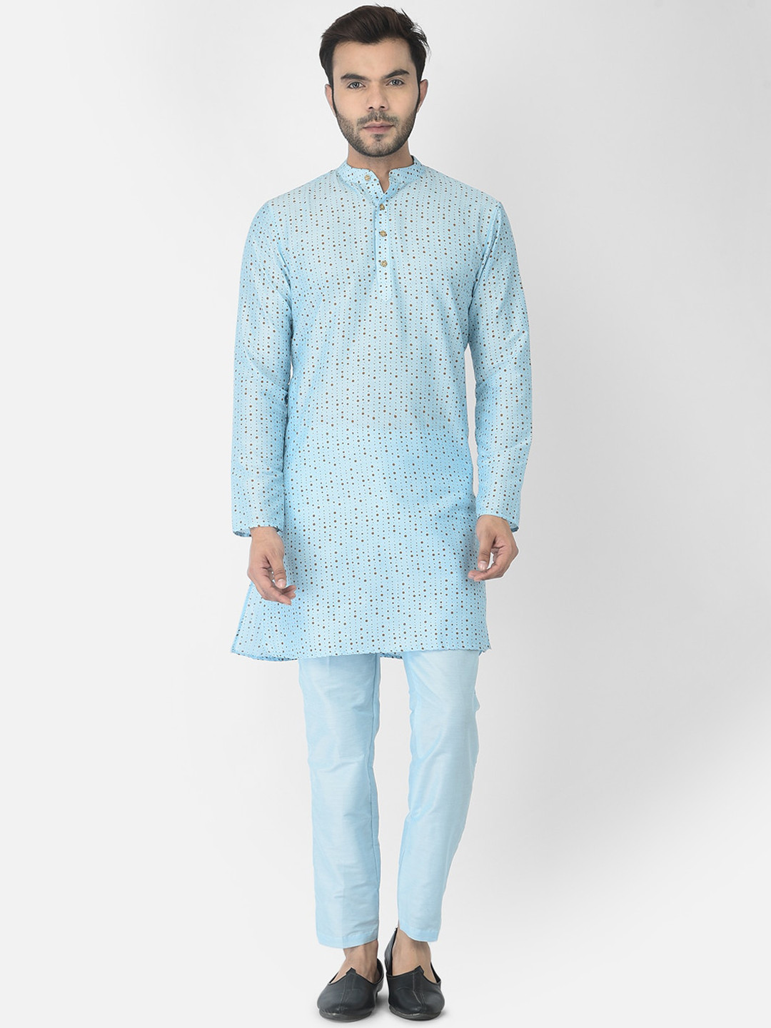 

DEYANN Men Blue Printed Kurta with Pyjamas