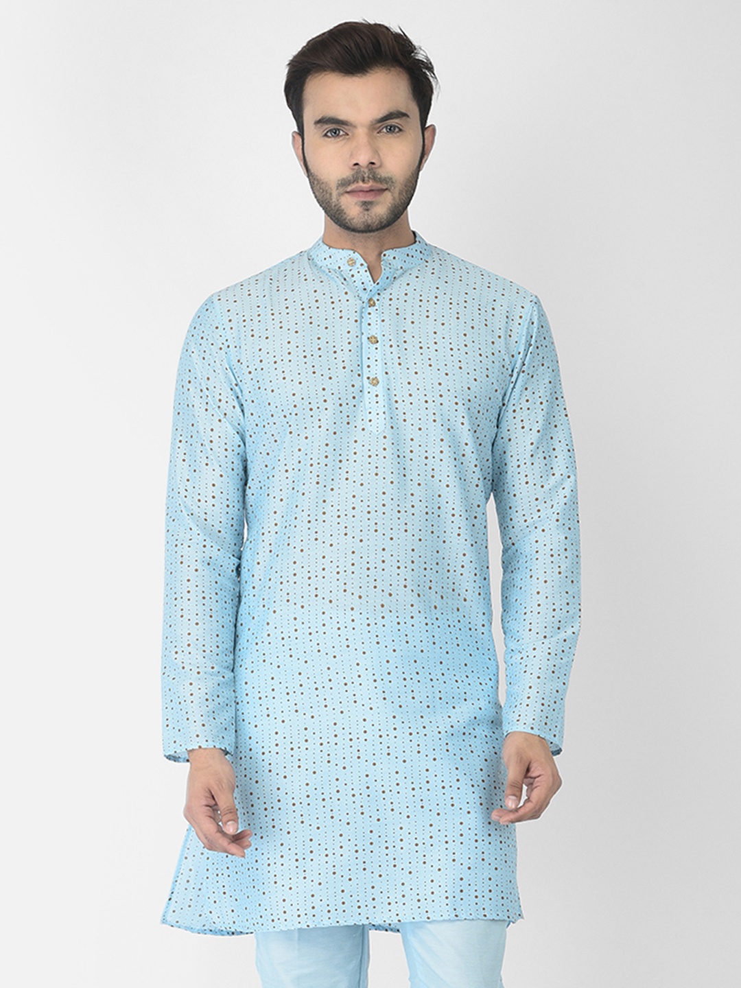 

DEYANN Men Blue Geometric Thread Work long sleeve Kurta