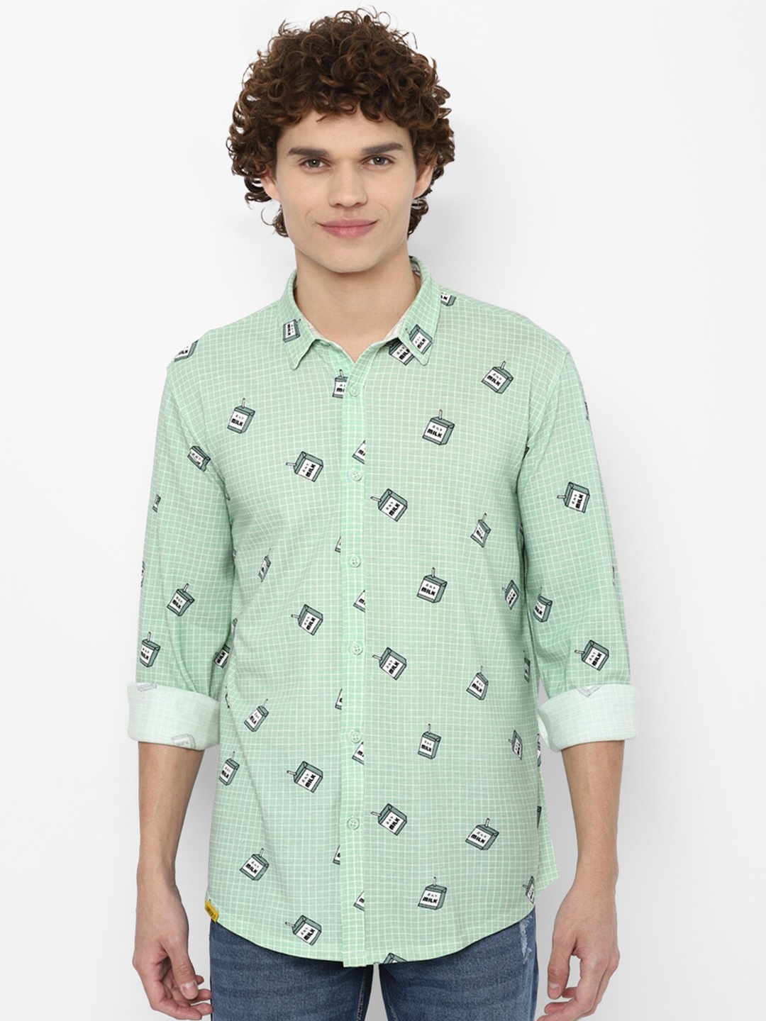 

FOREVER 21 Men Green Printed Casual Shirt
